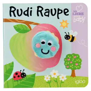 Baby Fingerpuppenbuch Rudi Raupe HELLBLAU / BUNT