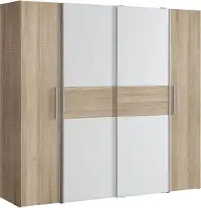 FORTE Kleiderschrank Kalixtus, Beige|weiß