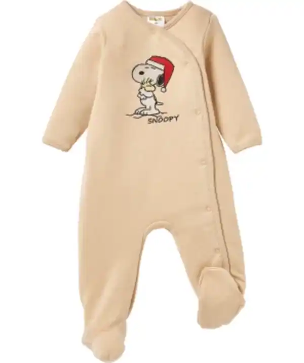 Bild 1 von Newborn Snoopy Strampler Weihnachten Peanuts, Knopfleiste, naturfarben