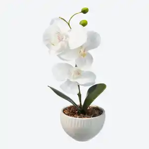 Deko-Kunstblume "Orchidee" im Topf, ca. 9x9x22cm, White