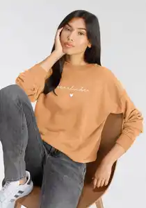 Herrlicher Sweatshirt OTINA mit Herrlicher Logo-Statement-Print, Orange