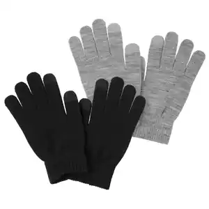 2 Paar Damen Handschuhe im Set SCHWARZ / DUNKELGRAU