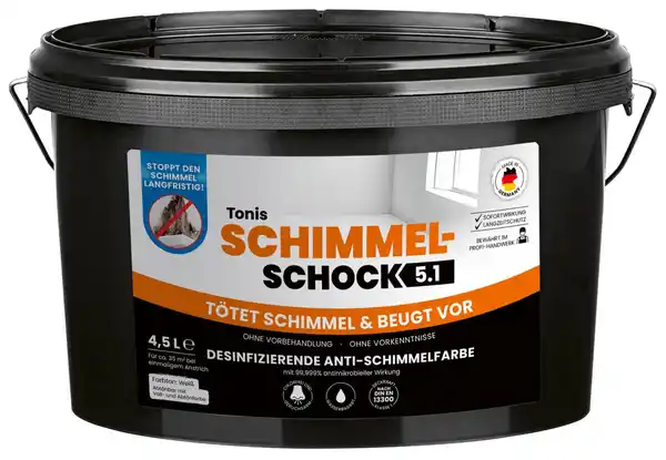 Bild 1 von TONIS SCHIMMELSCHOCK 5.1 Anti-Schimmel-Farbe Weiß 4,5-l-Eimer, 4,5-l-Eimer