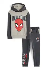 C&A Spider-Man-Set-Hoodie und Jogginghose-2 teilig, Grau, Größe: 98