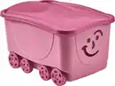 Bild 1 von Mhome Aufbewahrungsbox Fancy Smile mit Deckel und Rollen 47,5 Liter Pink