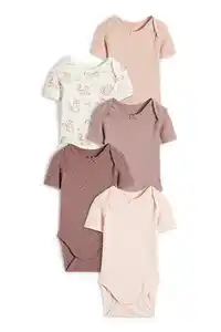 C&A Multipack 5er-Eichhörnchen-Baby-Body, Rosa, Größe: 56