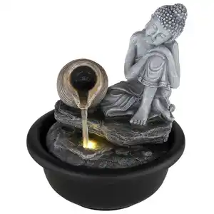 LED-Brunnen 93039 grau Kunststoff H/D: ca. 19x16 cm 1 Brennstellen