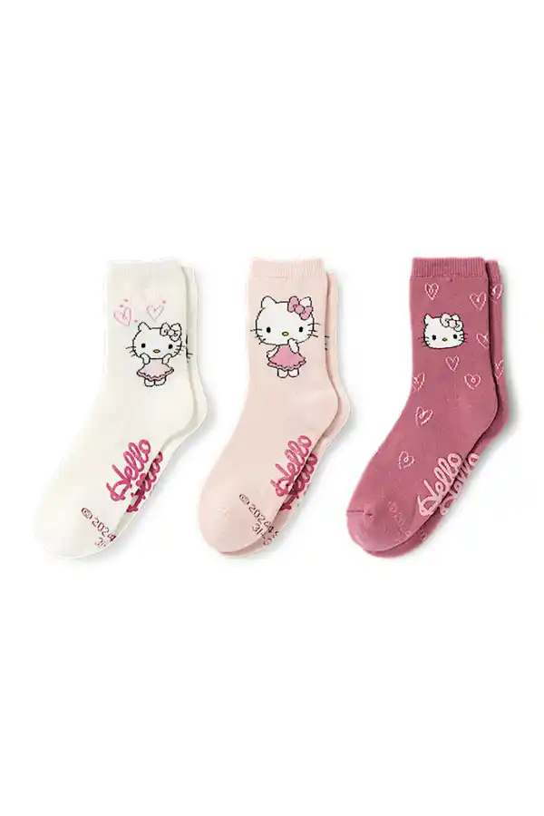 Bild 1 von C&A Multipack 3er-Hello Kitty-warme Anti-Rutsch-Socken, Rosa, Größe: 24-26