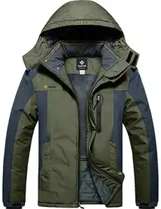 GEMYSE Herren Wasserdichte Berg-Skijacke Winddichte Fleece Outdoor-Winterjacke mit Kapuze