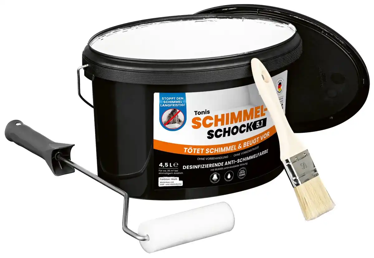 Bild 2 von TONIS SCHIMMELSCHOCK 5.1 Anti-Schimmel-Farbe Weiß 4,5-l-Eimer, 4,5-l-Eimer