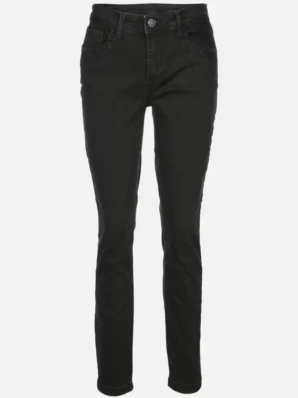 Bild 1 von Damen Jeans Slim Fit "Hanna" mit Ziersteinchen Schwarz