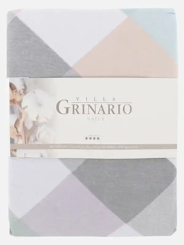 Bild 2 von Feinbiber Bettwäsche im Karodessin 155x220cm Türkis