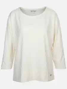 Damen Jacquard Shirt mit 3/4 Arm Weiß