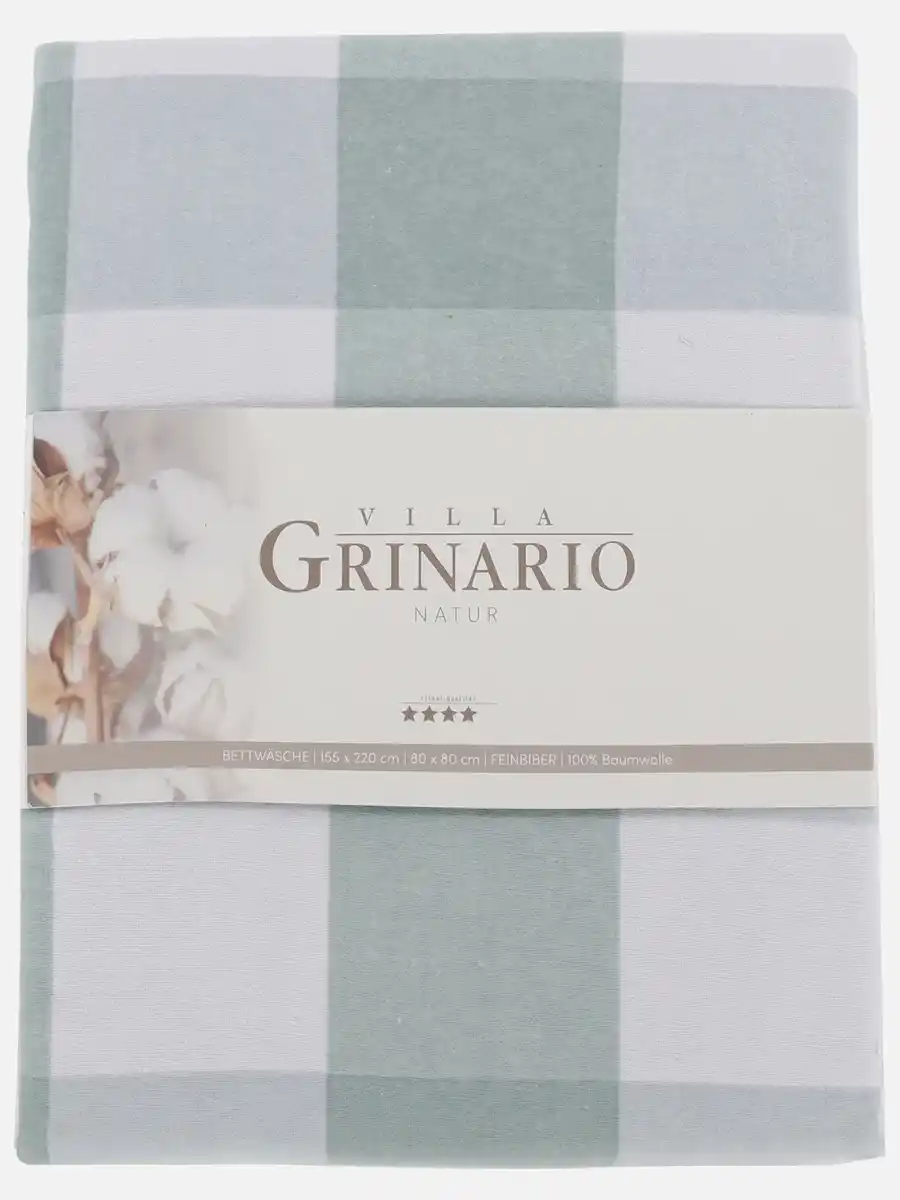 Bild 2 von Feinbiber Bettwäsche im Karodessin 155x220cm Türkis