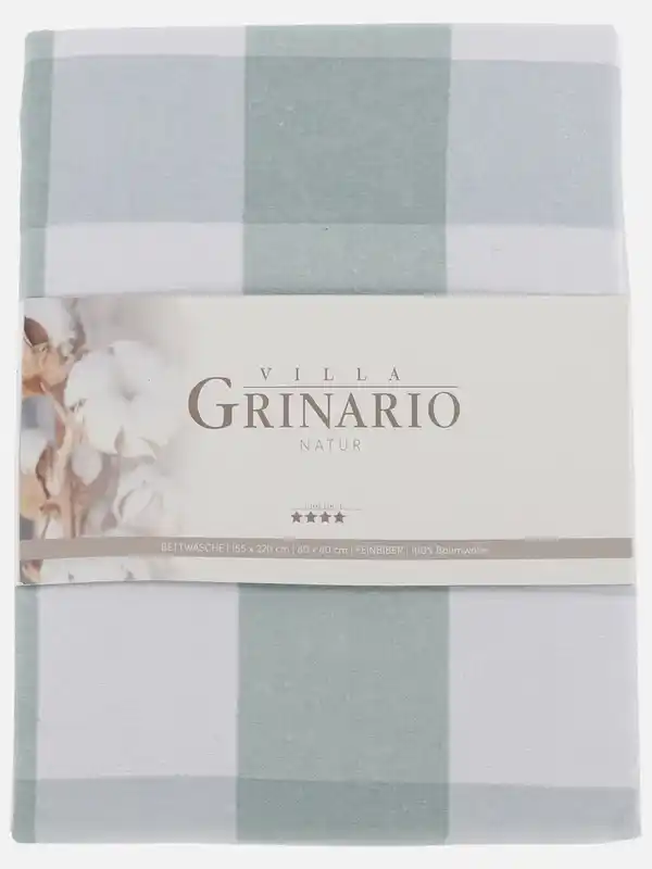 Bild 2 von Feinbiber Bettwäsche im Karodessin 155x220cm Türkis