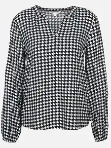 Damen Langarmshirt mit Alloverprint Schwarz