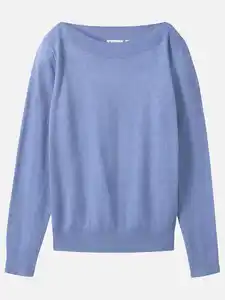 Damen Leichtpullover mit weitem Ausschnitt Blau