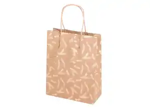 Weihnachts-Geschenktasche klein braunes Kraftpapier mit goldfolierten Aufdruck