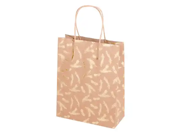 Bild 1 von Weihnachts-Geschenktasche klein braunes Kraftpapier mit goldfolierten Aufdruck