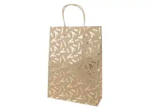 Weihnachts-Geschenktasche mini braunes Kraftpapier mit goldfolierten Aufdruck