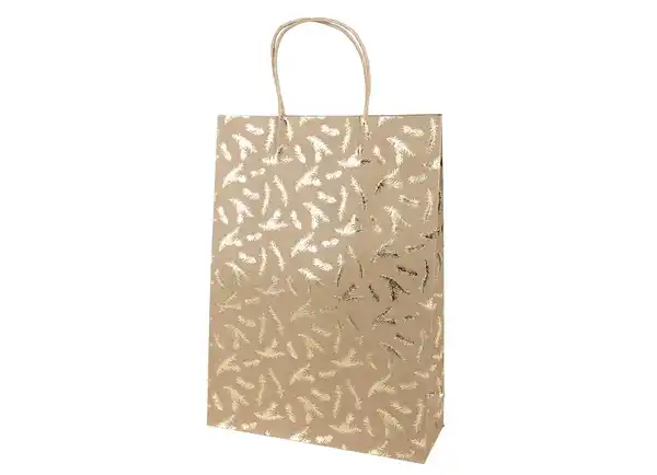 Bild 1 von Weihnachts-Geschenktasche mini braunes Kraftpapier mit goldfolierten Aufdruck