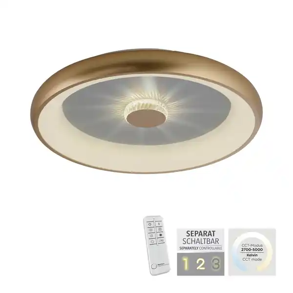 Bild 3 von LED Deckenleuchte VERTIGO, CCT, dimmbar, Fernbedienung, Ø61,5cm, Kristall-Effekt
