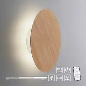 LED Wandleuchte AKKU PUNTUA, Akkubetrieb, Klettverschluss, Holz-natur