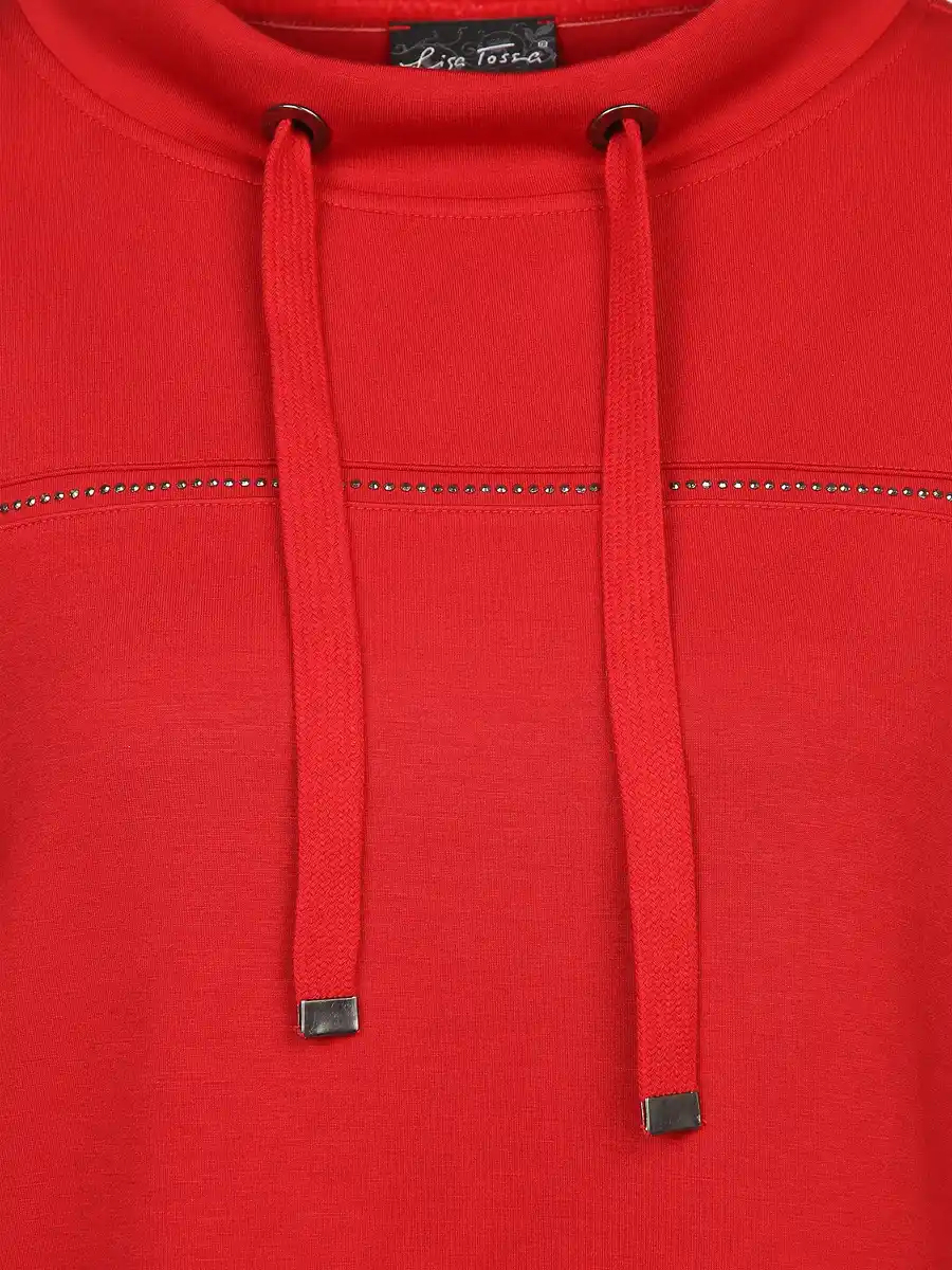 Bild 3 von Damen Edelsweatshirt mit Glitzersteinchen Rot