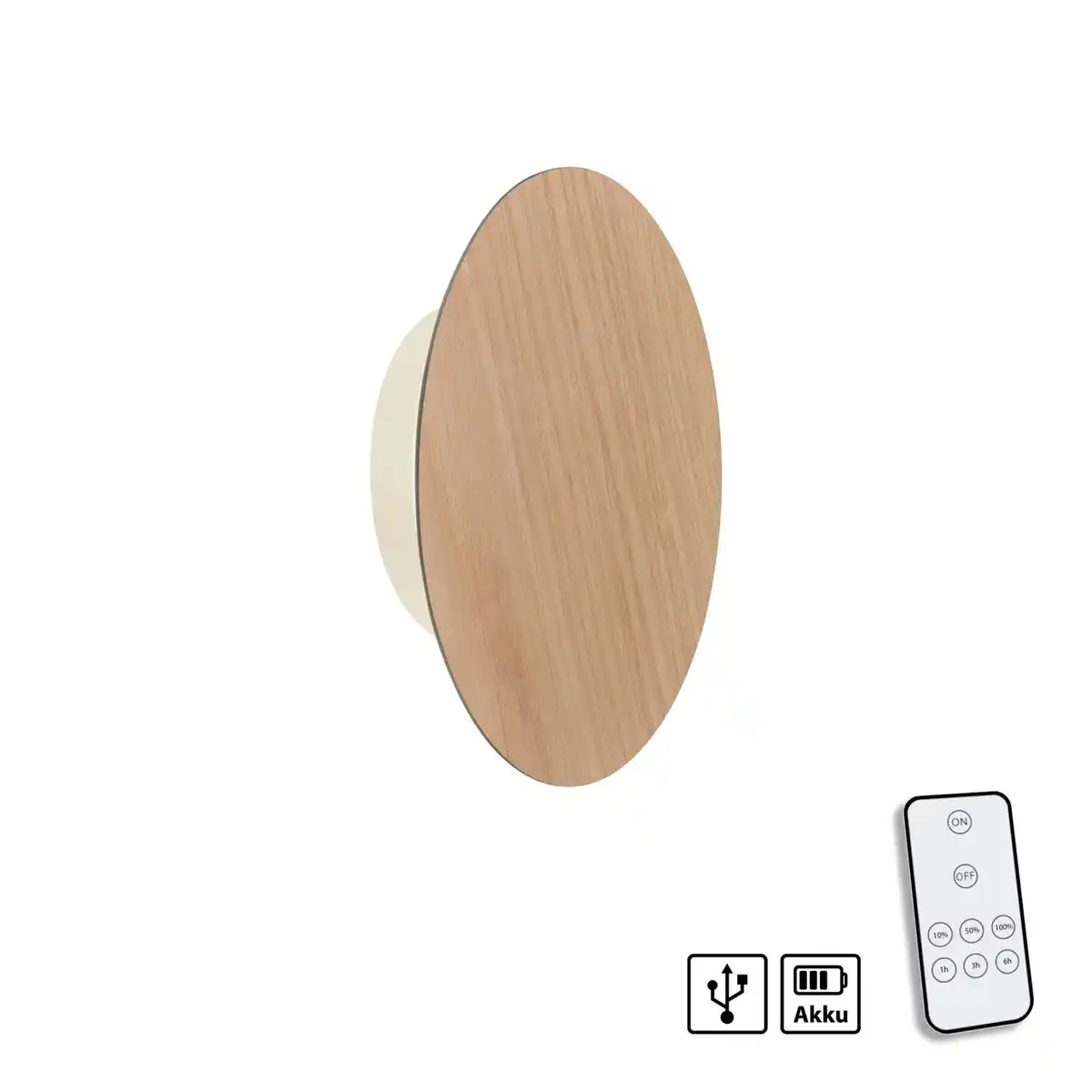 Bild 2 von LED Wandleuchte AKKU PUNTUA, Akkubetrieb, Klettverschluss, Holz-natur
