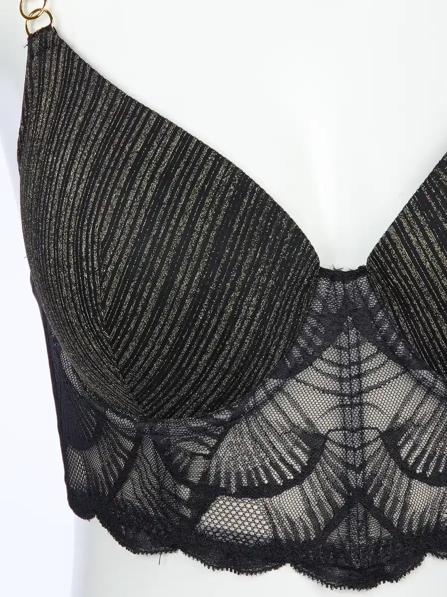 Bild 3 von Damen BH mit Spitze und Goldeffekt Schwarz