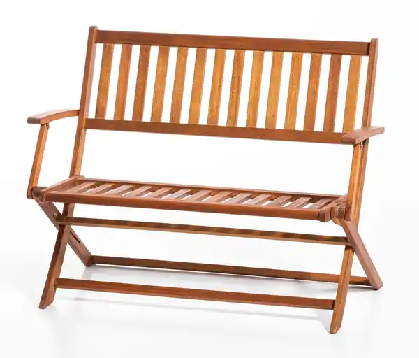 Bild 2 von 2-Sitzer faltbare Gartenbank Sitzbank - Eukalyptus Massivholz