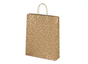 Weihnachts-Geschenktasche braunes Kraftpapier mit goldfolierten Aufdruck