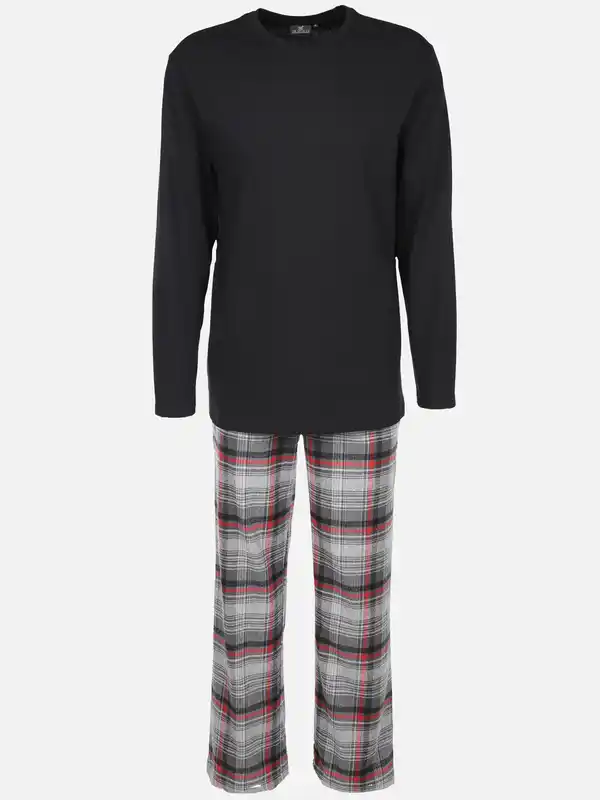 Bild 1 von Herren Pyjama Flanell Schwarz