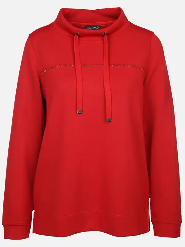 Bild 1 von Damen Edelsweatshirt mit Glitzersteinchen Rot