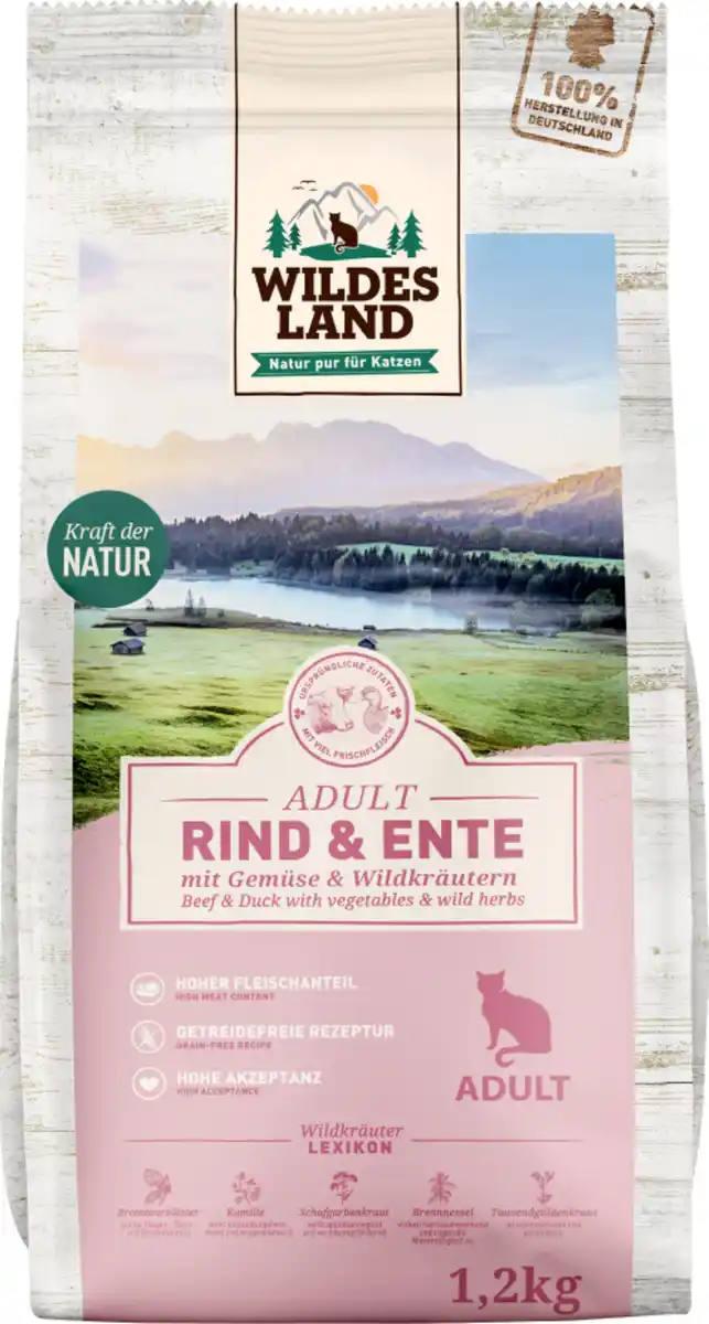 Bild 1 von Wildes Land Katzentrockenfutter Rind und Ente, 1,2 kg