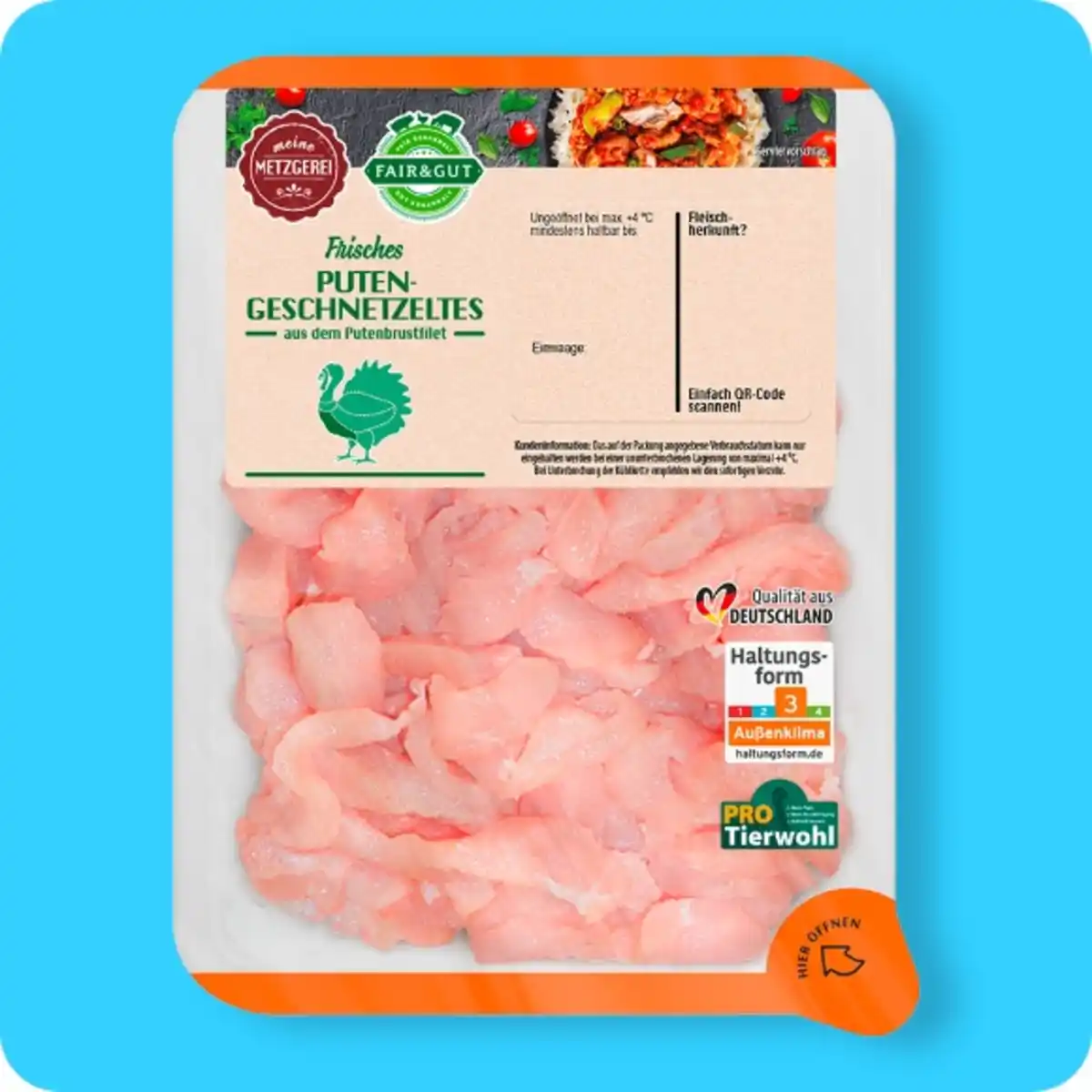 Bild 1 von FAIR & GUT Puten-Geschnetzeltes, Haltungsform 3: Außenklima⁹