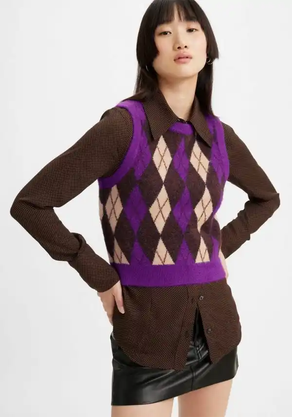 Bild 1 von Levi's® Pullunder DEJA VU SWEATER VEST im Old-School Look mit klassischem Argyle-Muster, Braun