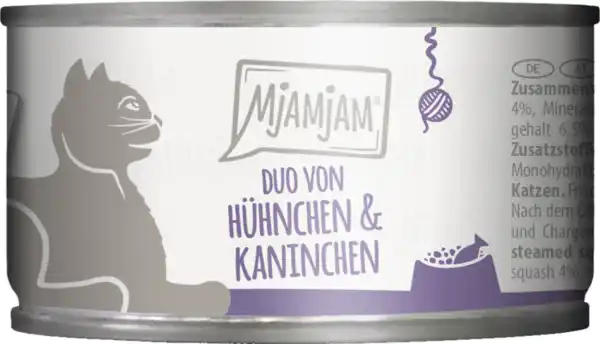 Bild 1 von MjAMjAM DUO von saftigem Hühnchen & Kaninchen an gedämpftem Kürbis, 100 g