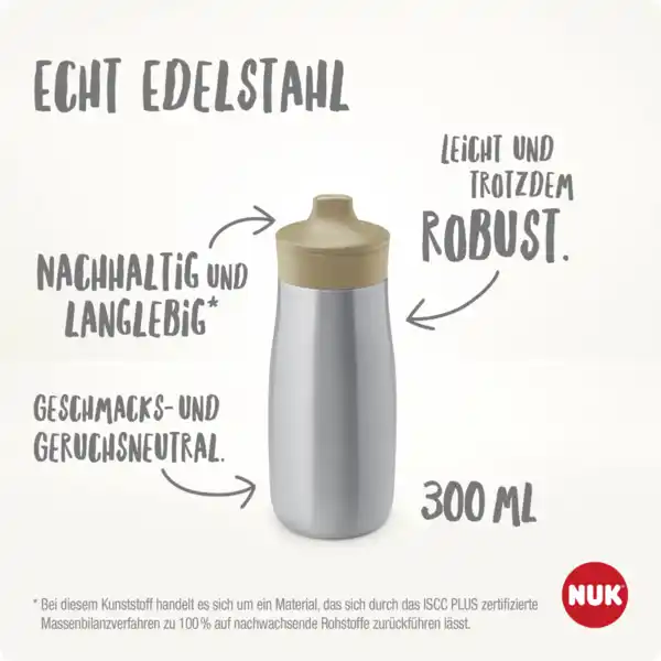 Bild 3 von NUK Mini-Me Sip Trinkflasche Edelstahl beige 300ml, ab 9 Monate