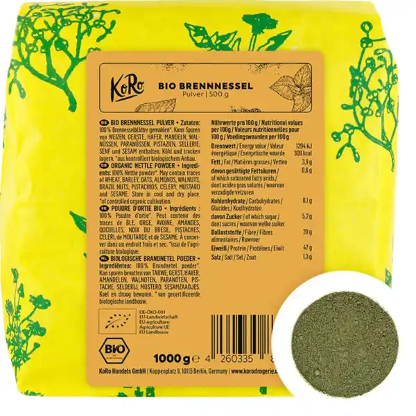 Bild 1 von KoRo Bio Brennnessel Pulver, 500 g