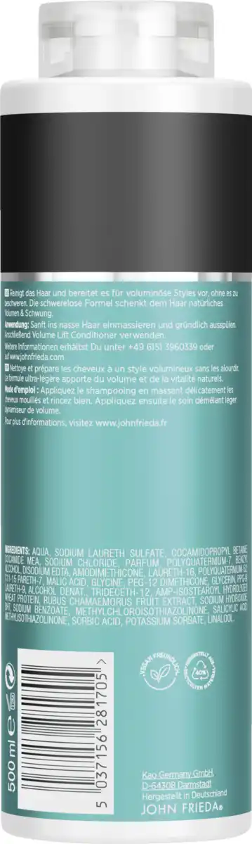 Bild 2 von JOHN FRIEDA Volume Lift Nicht beschwerendes Shampoo, 500 ml