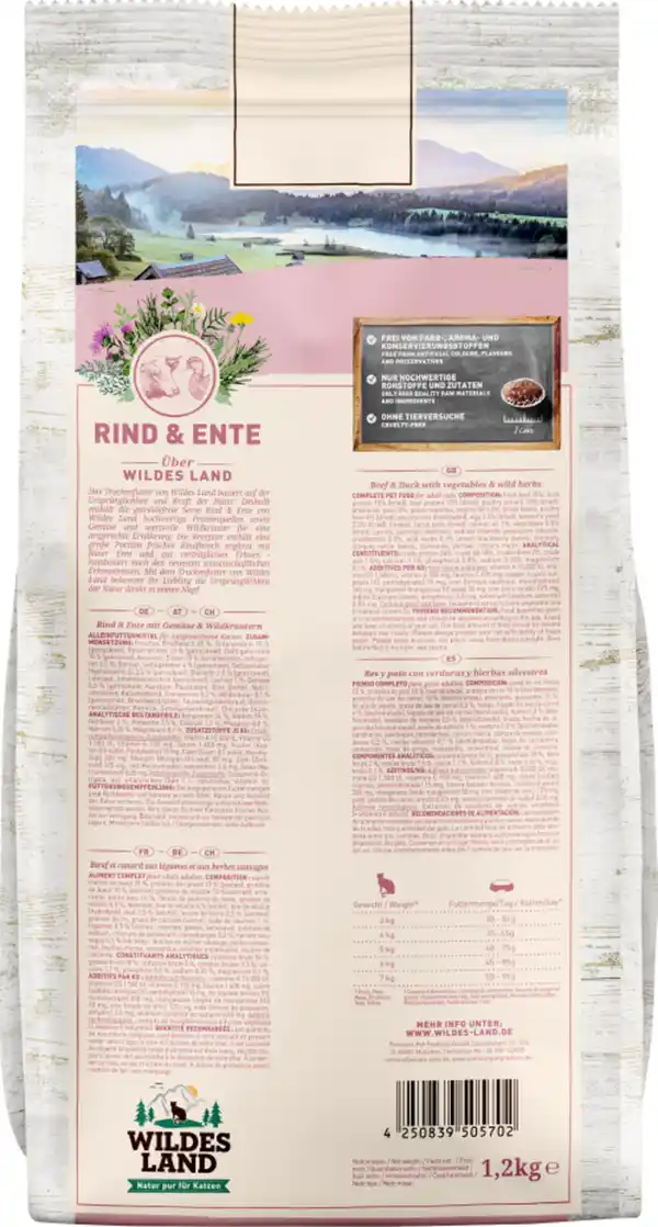 Bild 2 von Wildes Land Katzentrockenfutter Rind und Ente, 1,2 kg