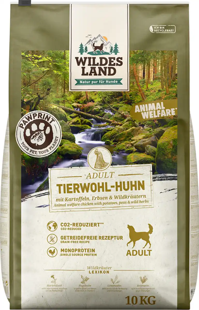 Bild 1 von Wildes Land Hundefutter Adult PawPrint Tierwohl Huhn, 10 kg