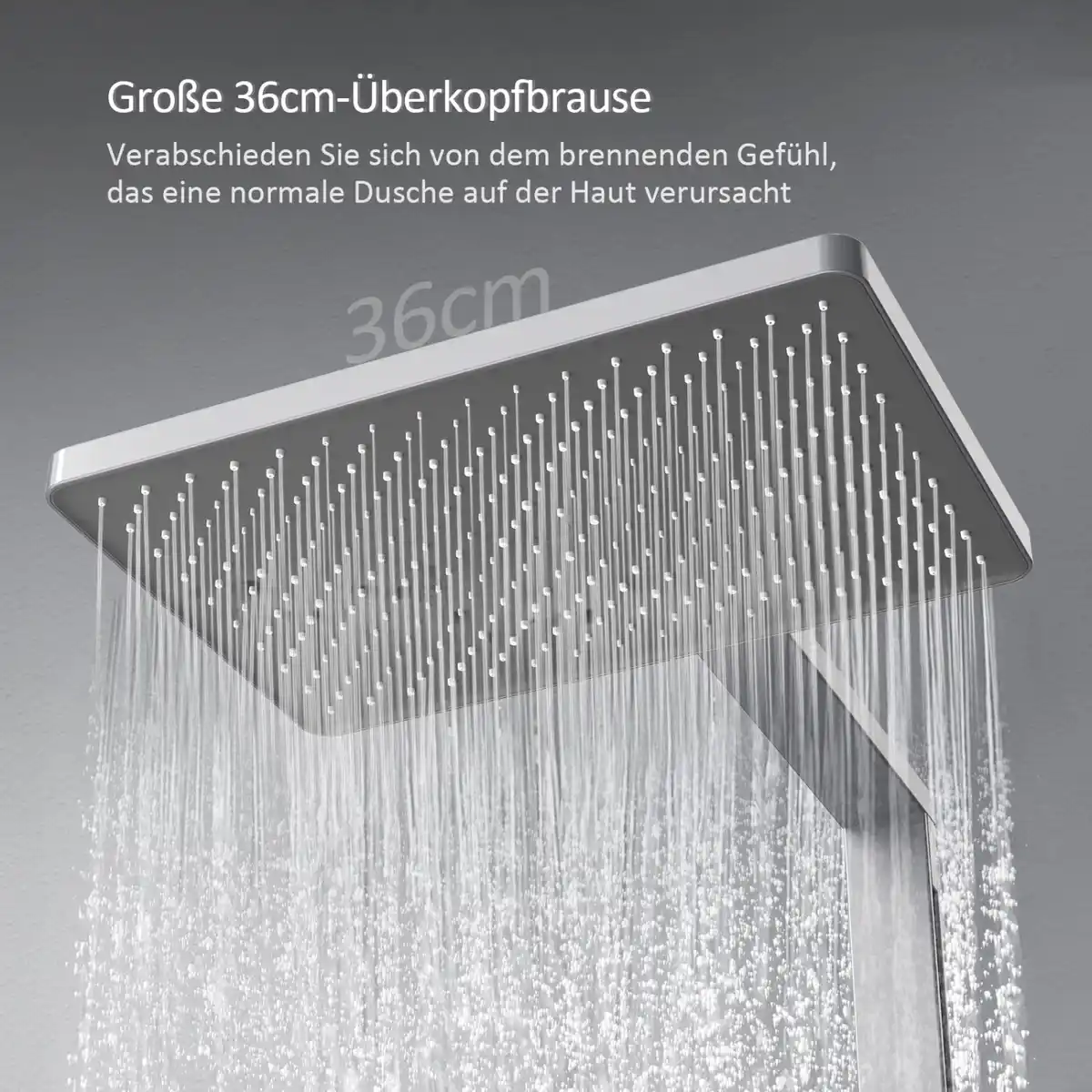 Bild 2 von Emke Duschsystem mit Thermostat Glasablage Duscharmatur mit Handbrause 3 Strahlarten Brausesets Anthrazit Matt