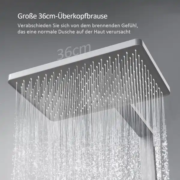 Bild 2 von Emke Duschsystem mit Thermostat Glasablage Duscharmatur mit Handbrause 3 Strahlarten Brausesets Anthrazit Matt