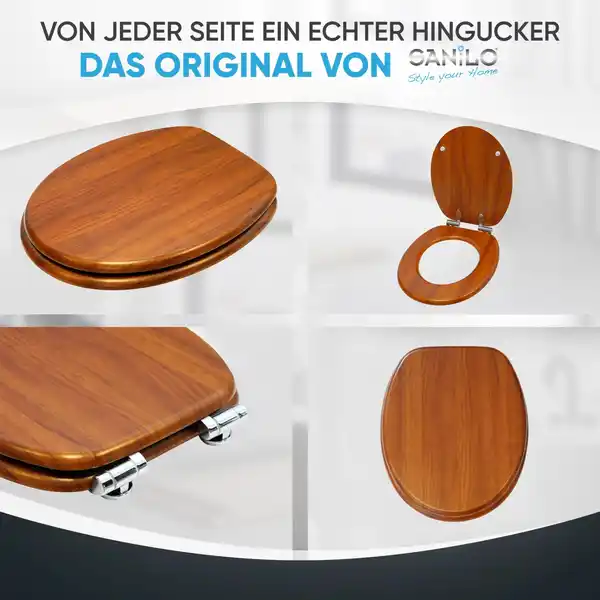 Bild 4 von Sanilo WC Sitz mit Absenkautomatik Mahagoni, Hochwertiger und Stabiler Toilettendeckel aus Holz