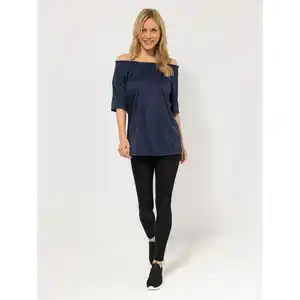 JERYMOOD HOMEWEAR Shirt, 1/2-Arm Carmen-Ausschnitt Seitenschlitze uni