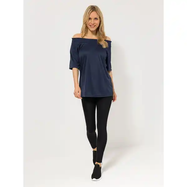 Bild 1 von JERYMOOD HOMEWEAR Shirt, 1/2-Arm Carmen-Ausschnitt Seitenschlitze uni