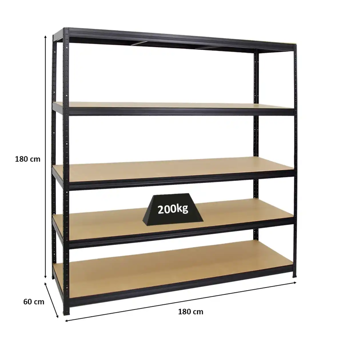 Bild 3 von PROREGAL Schwerlastregal Giant Elephant HxBxT 180 x 180 x 60 cm Fachlast 200 kg Schwarz