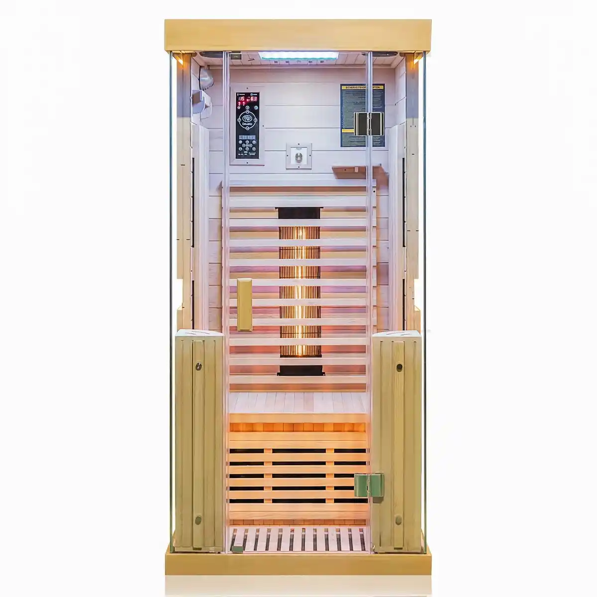 Bild 1 von Dewello Infrarotkabine Sauna Kingston 90cm x 90cm 1 Person Vollspektrum & Karbonstrahler Hemlock Tannenholz